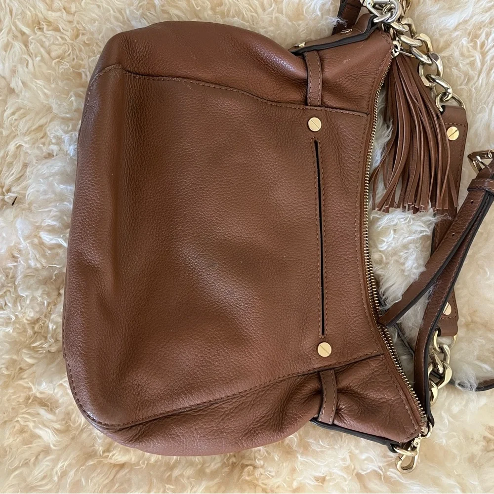 Michael Kors Tan Leather Shoulder Bag with Tassel - Picture 3 of 6